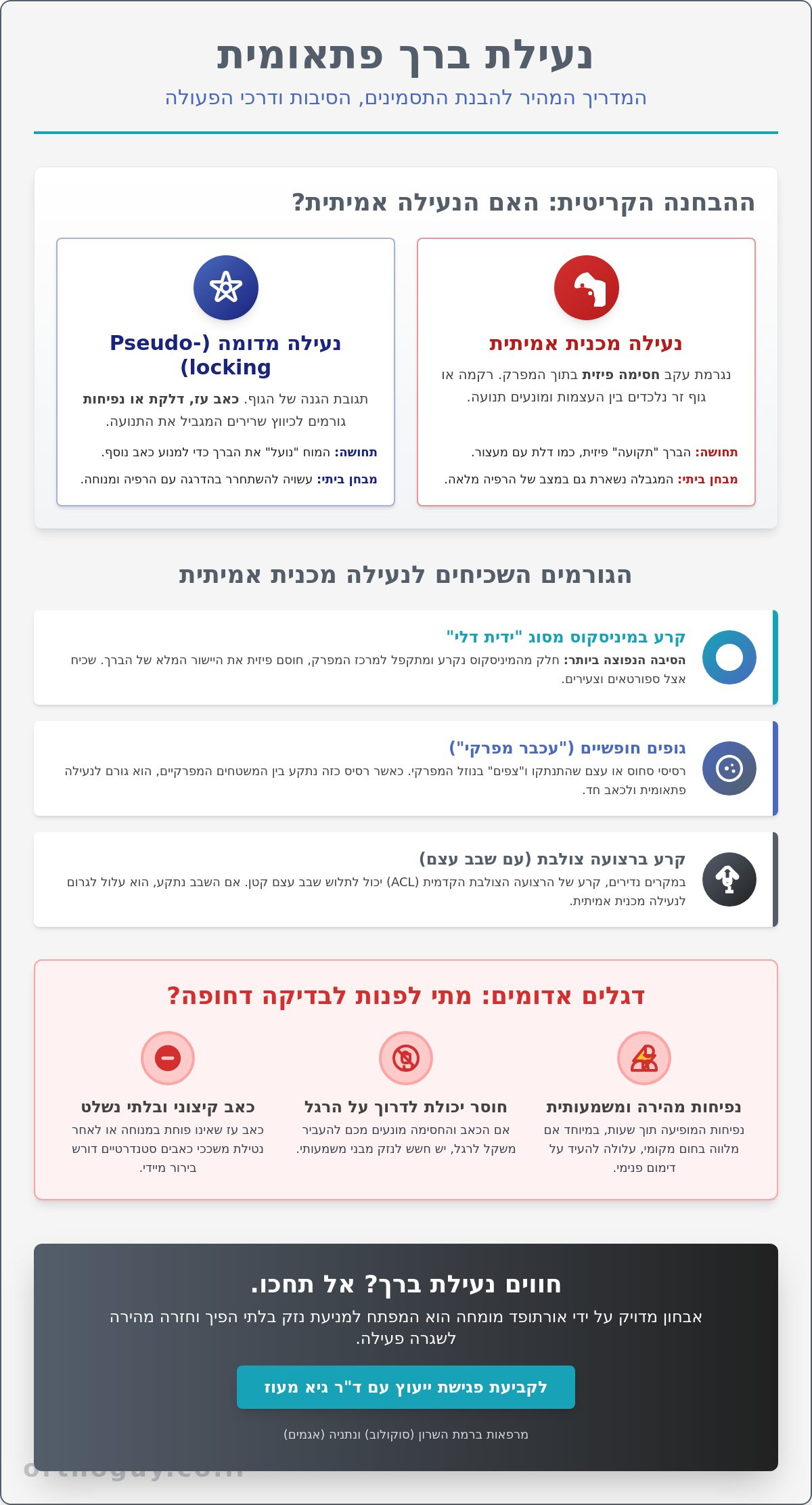 נעילת ברך פתאומית: סיבות, אבחון ודרכי טיפול במצבי חירום אורתופדיים